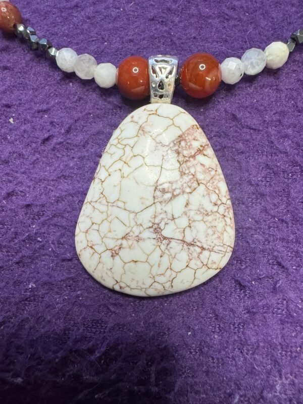 Magnesite, Carnelian and Moonstone Necklace – Grounding, Creativity & Emotional Balance - Image 3