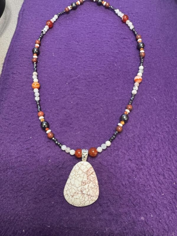 Magnesite, Carnelian and Moonstone Necklace – Grounding, Creativity & Emotional Balance - Image 4