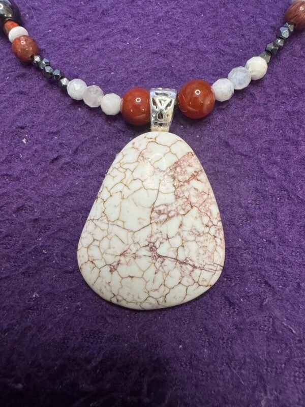 Magnesite, Carnelian and Moonstone Necklace – Grounding, Creativity & Emotional Balance - Image 2