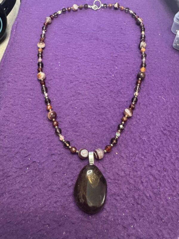 Smoky Quartz, Banded Agate and Natural Citrine Necklace – Grounding, Balance & Positivity - Image 3