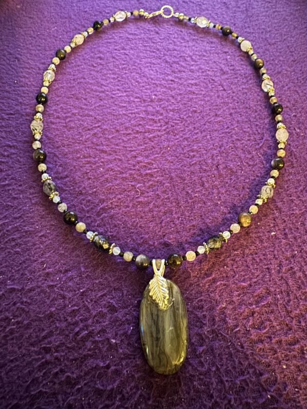 Labradorite and Tourmalinated Quartz Necklace | Onyx Crystal Jewelry | Handmade Protection & Intuition Necklace - Image 7