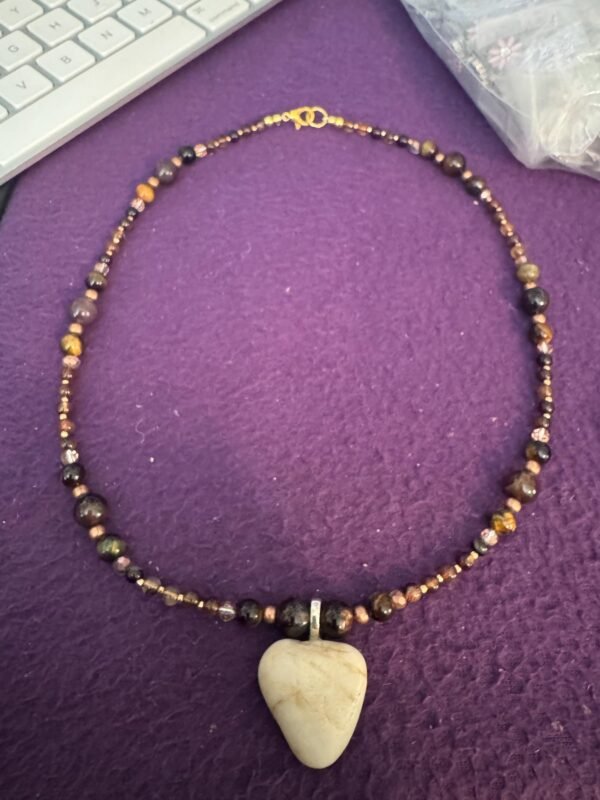 Picture Jasper and Tigers Eye Necklace | Quartz - Bronze Jewelry | Handmade Grounding & Strength Necklace - Image 4