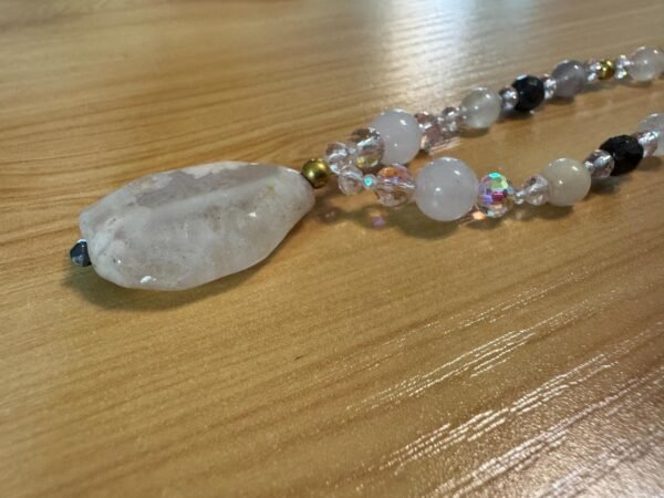 Flower Agate and Rose Quartz Necklace | Handmade Love - Grounding Jewelry |  Heart Chakra Necklace - Image 12