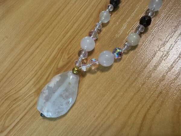 Flower Agate and Rose Quartz Necklace | Handmade Love - Grounding Jewelry |  Heart Chakra Necklace - Image 13