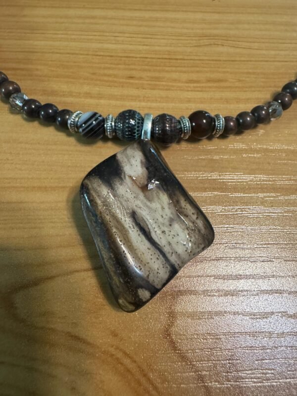 Brown Banded Agate | Handmade Earthy Gemstone Jewelry | Root Chakra Stability Necklace with Metal Accents