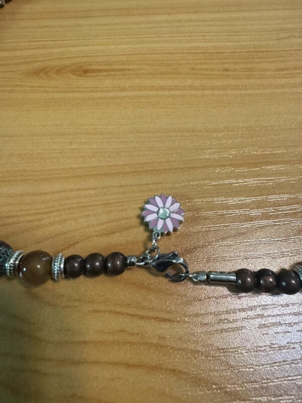 Brown Banded Agate | Handmade Earthy Gemstone Jewelry | Root Chakra Stability Necklace with Metal Accents - Image 3