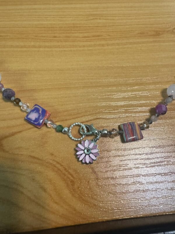 Pink Botswana Agate Necklace | Rose Quartz & Rhodonite Jewelry | Heart Chakra Healing | Handmade Crystal Necklace - Image 9