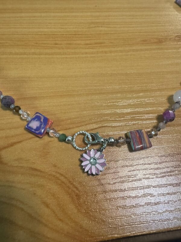 Pink Botswana Agate Necklace | Rose Quartz & Rhodonite Jewelry | Heart Chakra Healing | Handmade Crystal Necklace - Image 10