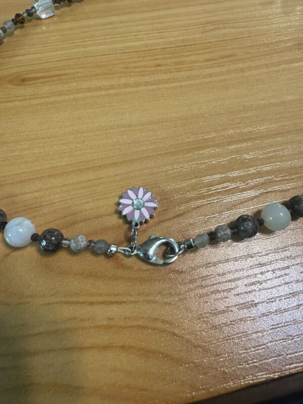 Petrified Wood Necklace | Agate & Smoky Quartz Gemstone Jewelry | Grounding Handmade Necklace for Stability - Wisdom - Image 4