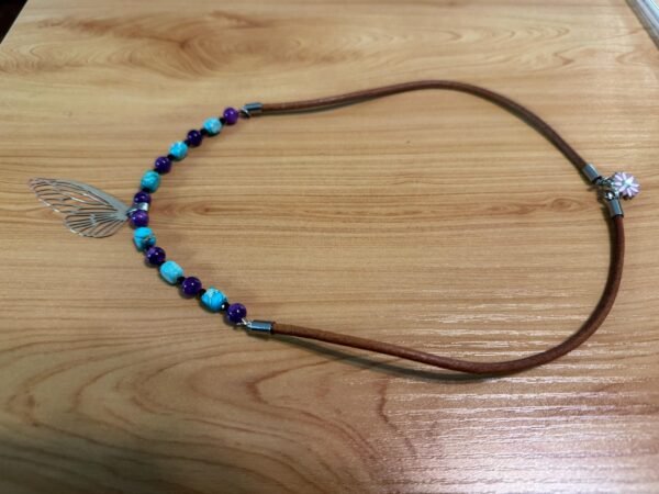 Butterfly Wing Necklace | Turquoise Howlite, Charoite - Blue Goldstone Jewelry | Transformation & Intuition Boho Necklace - Image 4