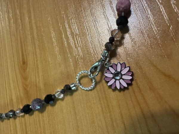 Rhodonite, Rutilated Quartz and Glass Necklace – Emotional Healing & Strength - Image 9