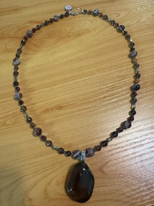 Smoky Quartz, Banded Agate and Natural Citrine Necklace – Grounding, Balance & Positivity - Image 4