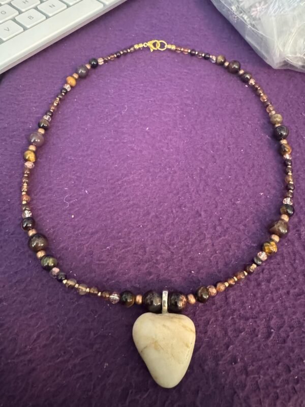 Picture Jasper and Tigers Eye Necklace | Quartz - Bronze Jewelry | Handmade Grounding & Strength Necklace - Image 2