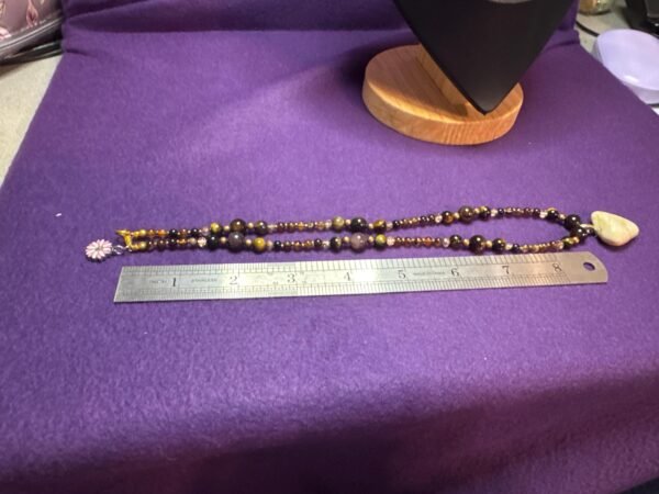 Picture Jasper and Tigers Eye Necklace | Quartz - Bronze Jewelry | Handmade Grounding & Strength Necklace - Image 8