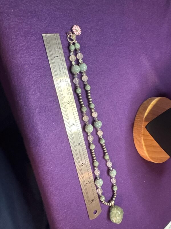 Moss Aquamarine Necklace | Aquamarine, Quartz & Brushed Metal Jewelry | Tranquil, Handcrafted Gemstone Necklace - Image 9