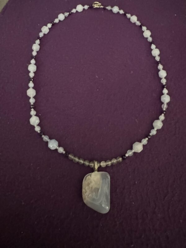 Blue Chalcedony and Labradorite Necklace Set – Serenity, Intuition & Inner Peace - Image 4