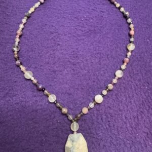 Flower Agate and Lepidolite Necklace | Handmade Healing Crystal Jewelry | Inner Growth & Calm Energy