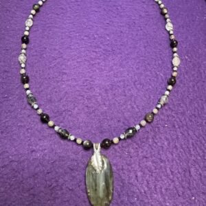Labradorite and Tourmalinated Quartz Necklace | Onyx Crystal Jewelry | Handmade Protection & Intuition Necklace