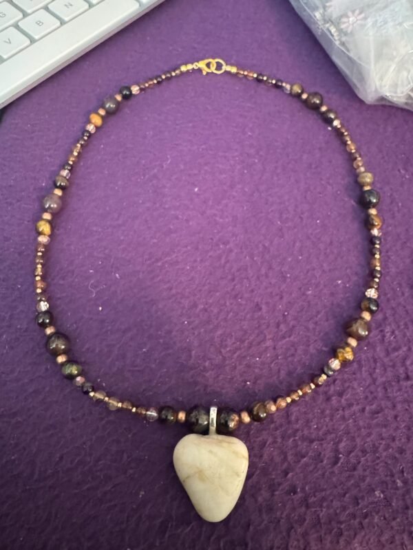 Picture Jasper and Tigers Eye Necklace | Quartz - Bronze Jewelry | Handmade Grounding & Strength Necklace - Image 3