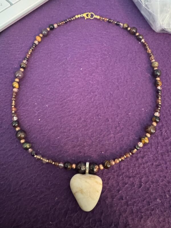 Picture Jasper and Tigers Eye Necklace | Quartz - Bronze Jewelry | Handmade Grounding & Strength Necklace - Image 7