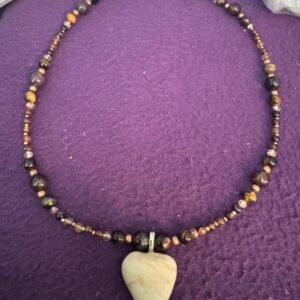 Picture Jasper and Tigers Eye Necklace | Quartz - Bronze Jewelry | Handmade Grounding & Strength Necklace
