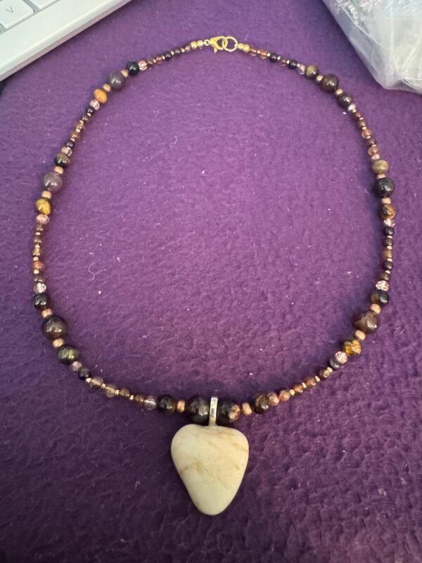 Picture Jasper and Tigers Eye Necklace | Quartz - Bronze Jewelry | Handmade Grounding & Strength Necklace